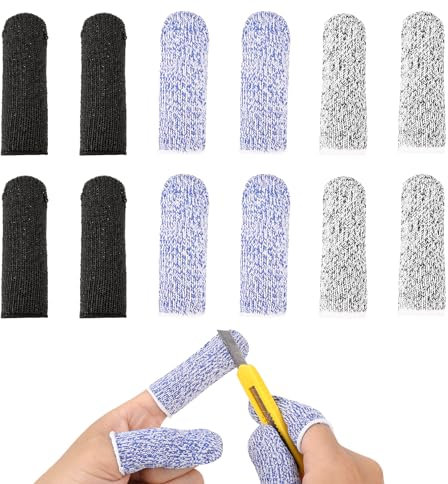 Cut Resistant Finger Cots, 12 Pack Reusable Finger Sleeve Protectors Finger Guards for Cutting Food, Anti-Slip Finger Covers Protection for Finger Tips, Finger Protectors for Crocheting Sewing