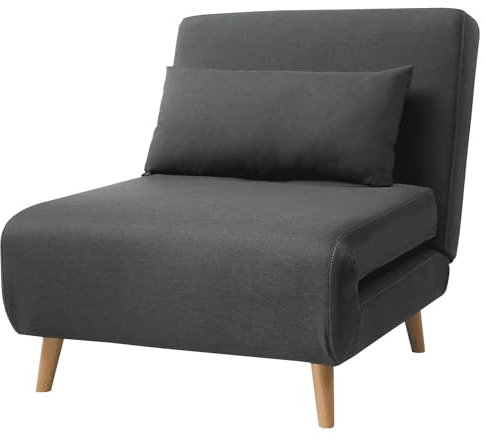 Asukale Schlafsofa, 4 in 1 Schlafsessel mit Bettfunktion, Schlafcouch, Gästebett, Einzelsofa, Polstersofa, mit Verstellbarer Rückenlehne,Chaiselongue, für Schlafzimmer, Wohnzimmer Grau