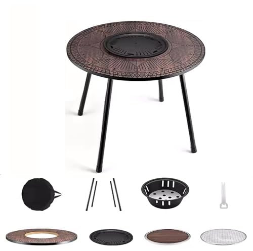 Table Barbecue Exterieur Bois, Support Stable Réseau Cryptocarbone Évents, Petite Table Camping, pour Pique-Nique, Jardin, Terrasse, Camping, BBQ