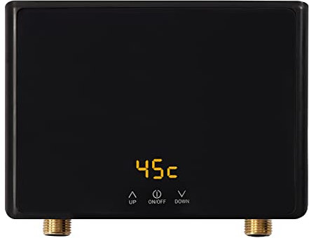 Petit chauffe-eau électrique instantané - Mini chauffe-eau électrique sans réservoir - Avec affichage de la température LED - 220 V - Mini cuisine, salle de bain - Taille de l'appareil : 5,5 kW
