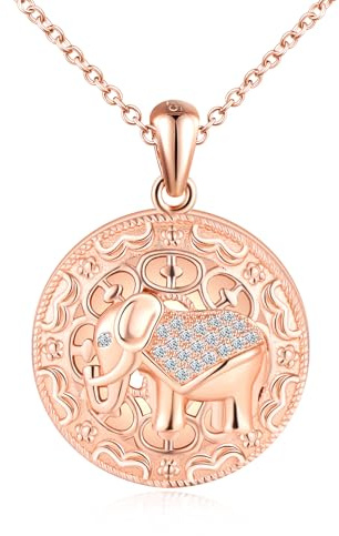 VIKILEE Tiere Foto Kette Silber 925:Halskette Damen Skelett Medaillon zum Öffnen für Bilder-Niedlich Zirkon Elefanten Anhänger Ketten Schmuck-Personalisierte Geschenk für Frauen Mama Freundin Mädchen