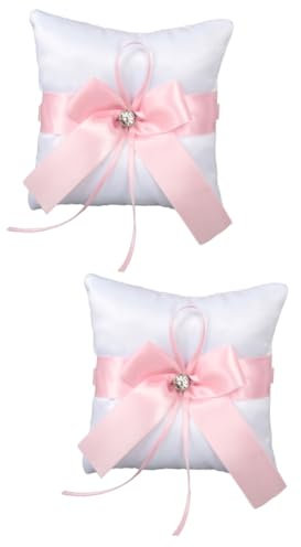COLLBATH 2 Stück Hochzeitskissen Spitzenkissen Für Hochzeit Verlobung 14x14cm