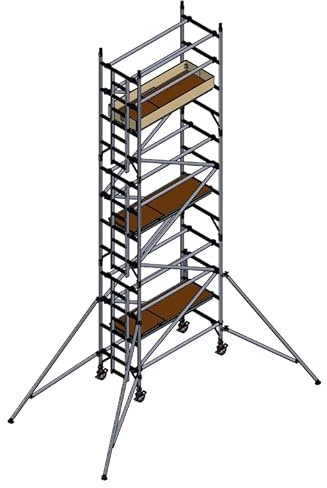 Scaffold Tower - Industrial Aluminium - BSEN1004-1:2020 - Single Width 0.85m x 1.8m Long (7.2m Working Height)