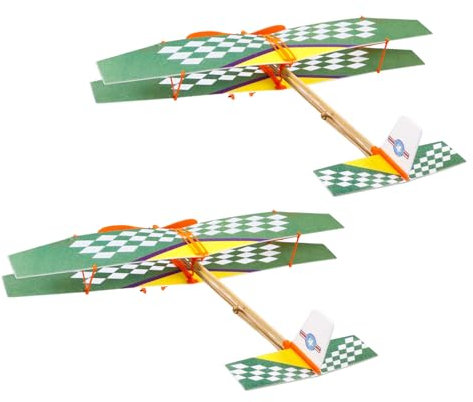 PHENOFICE 2stücke Gummiband Betriebenes Flugzeug Bastelmodell Für Holzmaterial Lernspielzeug Kreativität Und Praktischen Fähigkeiten Zufällige Farben