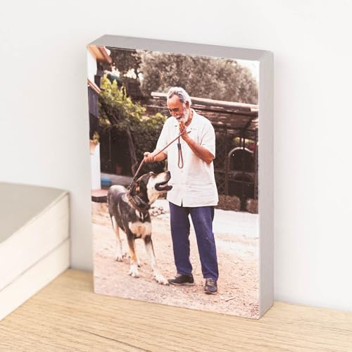 Wanapix | Foto en Bloque de Madera 20x15 | Color Plata | Bloque Personalizado por 1 cara | Ideal como Marco Fotográfico Decorativo | Taco de Madera con Foto Impresa