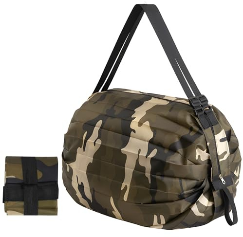 Yenvory Bolsas de la compra plegables en bolsa, bolsas plegables reutilizables tela Oxford para viajes, fitness, compras, camping y ropa de invierno Nanobag, bolsa de compras plegable, 8 cm x 8.5 cm x