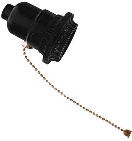 Angoily Portalámparas Enchufe de Baquelita Negro, Lámpara de Cadena de Tracción para Techo, Ajuste Fácil del Ángulo, Cadena 150mm para Accesorios de Lámpara