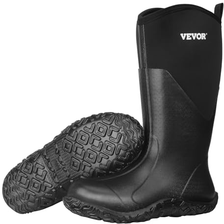VEVOR Botas de Goma para Hombre, Calzado de Protección, Antideslizantes Impermeables, con Aislamiento para Jardinería, Ligeras y Duraderas, para Fabricación, Talla 9 EE. UU., 340 x 120 x 395 mm