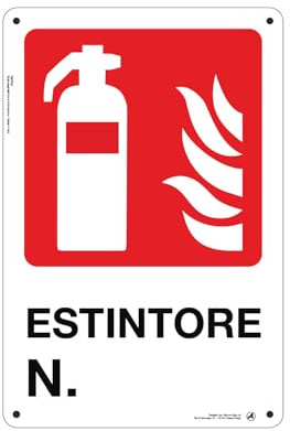 Cartello Segnaletico Estintore N. Alluminio Premium 20x30 cm – Made in Italy, Resistente Esterno, Stampa HD, Installazione Facile, Conforme Normative