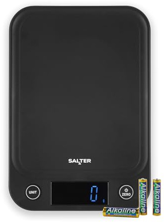 Salter Toronto Balance de cuisine numérique 5 kg, mesure liquide Aquatronic | Fonction tare, ajout et pesée, graduations de 1 g, écran LCD rétroéclairé, touches tactiles, unités métriques et impériales