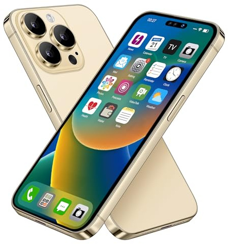Dummy Fake Phone Model, Looks Like Real Phone Dummy Compatible with Phone 14 Pro, Prank Stuff Decoy Pear Non-Working Toy Phone 14 Pro for Kids (Gold)