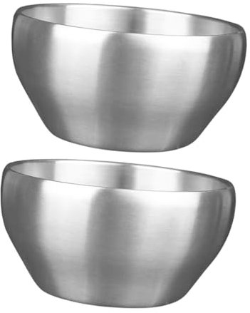 KICHOUSE 2pezzi Ciotola in Acciaio Inossidabile Ciotola Per Snack Per Dessert Per Alimenti Ciotole Per Zuppa Isolamento Termico Design Semplice Per Uso