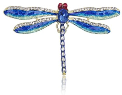 Vintage Damen Strass Brosche,Schönen Tier Brosche,Blau Brosches Strass, Modeschmuck, Libelle Brosches Pin,Eleganten Stil als Geschenk für Frauen/Für Kleidung Dekoration Oberbekleidung