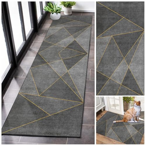 Tapis Cuisine Devant Evier Lavable et Antidérapant Tapis Couloir Long Absorbant Tapis de Passage Couloir Moderne Tapis Sur Mesure Paillasson Interieur Entrée pour Salon Bureau au Metre 40 x 120 cm