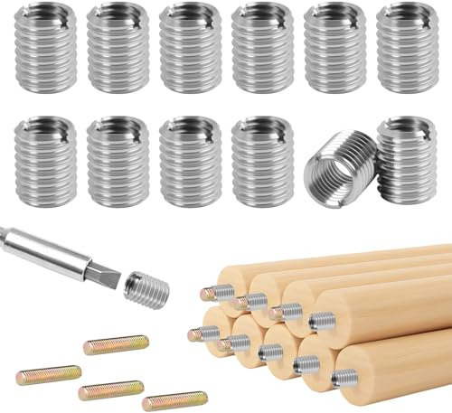 Pack of 12 Thread Adapters M12 to M10, Stainless Steel Threaded Sleeves Set 15 mm, Screw Nut, Thread Insert, Reducing Nut Male Thread, M12 x M10 Thread Insert for Industrial Applications