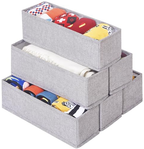 MURRI&MURRDI Faltbare Mini Schubladen Organizer für Kleidung, 6 Stück, Kleine Stoff Schubladen Organizer Korb für Kinderzimmer, Stoff Organizer für Socken Unterwäsche Gürtel (6 Grau)