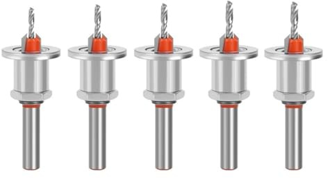 ZHaotn Juego de 5 brocas avellanadoras de 2,8/3,0/3,2/3,5/4 mm con profundidad ajustable y orificio for tornillo de tope for carpintería de 8/10 mm.