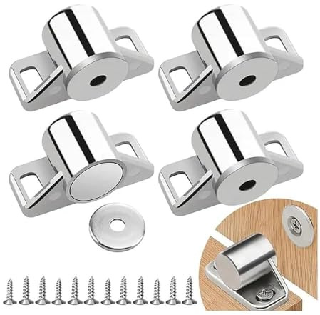 4 stycken magnetlås runda dörrmagnetlås, möbelmagnet dörrstängning, skåpsdörrmagnet för skåp dörr möbler