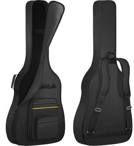 OUUTMEE 43 Zoll Akustikgitarre Tasche 111 x 45 x 12 cm Gigbag für Akustikgitarre Verstellbare Schulter Tasche für Akustikgitarre 5 mm Perlenwattepad 600D Oxford-Tuch，Schwarz