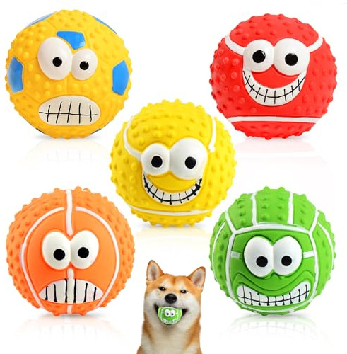 GBKDQQ Quietschball Für Hunde, 5 Stück Quietschende Hundebälle, Hundeball Unzerstörbar, Hundespielzeug Ball, Hundespielzeug Quietschend Latex Bouncy Fetch Bälle Für Große, Mittelgroße, Kleine Hunde