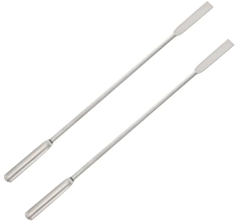 TOBBOMEY 2 pezzi Micro Scoop Spatola in Acciaio Inossidabile Doppia Estremità per Laboratorio e Campionamento Chimico Cucchiaino a Forma di U e Spatola Piatta Multifunzionale per Ricerca e
