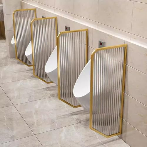 PP-Vic Mamparas Divisorias Para Inodoro, Divisores De Urinario De Pared De 2 Piezas Para Hombres, Marco De Acero Inoxidable + Separador De Urinario De Vidrio Templado, Apto Para Escuelas,Metálico