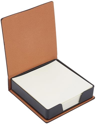 CALFOVERA 10,6 x 10,2 cm målning anteckningslåda organiserare med 160 st PU-läder klisterlappar hållare dynor dispenser papper visitkort förvaringsväska för skrivbord hem kontor böcker anteckningsbok