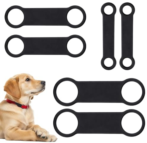 6Pcs Silicone Dog Tag Holder, Lightweight Slide On Elastic Band Replacement for Pet Collar, Reusable Personalized Name ID Tag Attachment for Dogs Cats Puppy Kitten