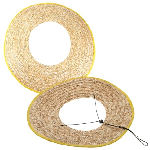 YARNOW Pare-Soleil Pratique de Blé Paille pour Chantier Casque en 2pcs Large Visière pour Protection Solaire Couleur Aléatoire en Jardinage et Cyclisme