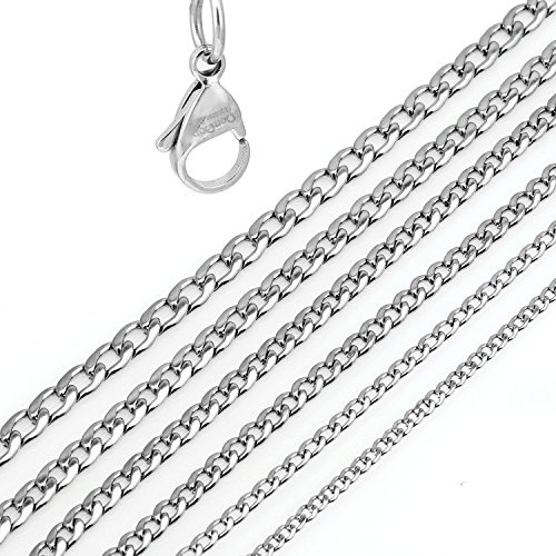 DonDon Collana a Maglie Larghe Uomo in Acciaio Inox Lunghezza 56 cm - Ø 0,8 cm