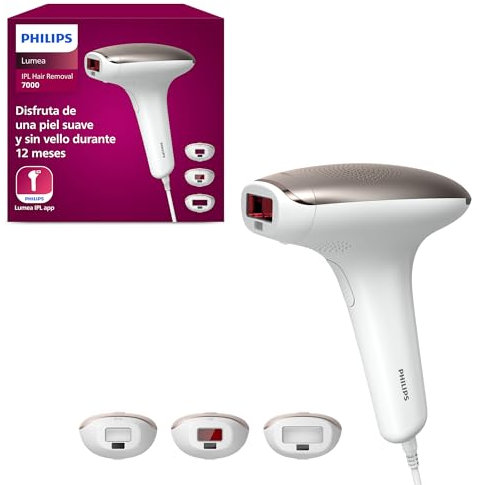 Philips Lumea 7000 Series,dispositivo di epilazione IPL, alternativa ai dispositivi di epilazione laser, 3 accessori per viso, corpo e zona bikini, modello SC1999/00