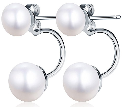 Kim Johanson Damen Doppel Perlenohrringe July aus 925 Sterling Silber mit echten Süßwasser Perlen Ohrstecker Perle inkl. Schmuckbeutel