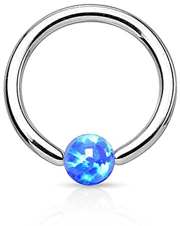 Piercingfaktor Piercing Klemmring Ring mit Opal Klemm Kugel