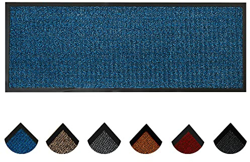 Homatz Hallway Runner Rug Heavy Duty Non-Slip Rubber Back, Blue 90x200cm Large Carpet Runner - Dirt Trapper, Water Absorbent Runner Mat, Washable Rugs, Carpet for Hallway Kitchen Living Room