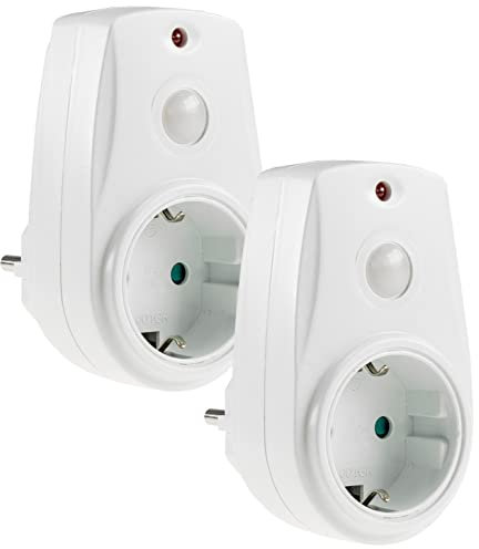 Presa con interruttore crepuscolare, 2 pezzi, 10-280 Watt, con sensore crepuscolare per lampade da 230 Volt, colore bianco