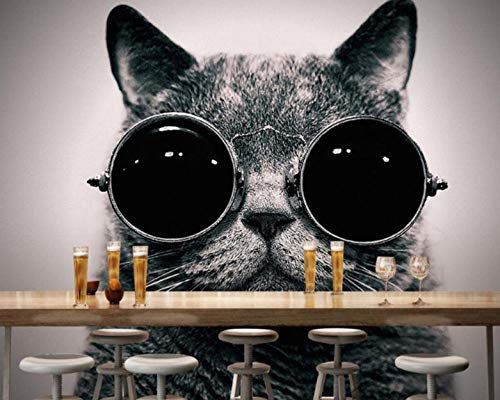 Design Fototapete 200X150Cm Katze Im Europäischen Stil Mit Sonnenbrille Vlies Tapeten Wandtapete Xxl Moderne Wanddeko Design Wand Dekoration Wohnzimmer Schlafzimmer Büro Flur