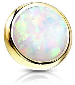 Paula & Fritz® Aufsatz-Dermal Anchor 3 mm Opal Gold/weiß 316L Chirurgenstahl 1,2 mm Gewinde Haut-Anker Skin Diver Implantat Kugel