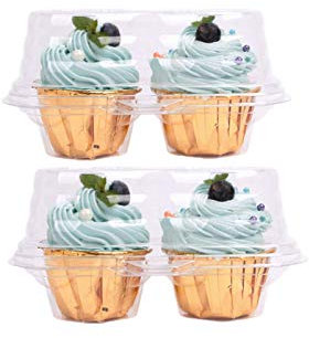 Double Cupcake Container,2 Compartment Cupcake Container - Deep Cupcake Carrier Holder Box - Clear - Stackable - Clamshell Cupcake Container Ideal to Carry Cupcakes or Birthday Party (20)
