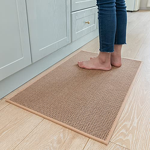 MontVoo Kitchen Rugs and Mats Non Skid Washable, Absorbent Runner Rugs for Kitchen, Front of Sink, Kitchen Mats for Floor (Beige, 20x32)