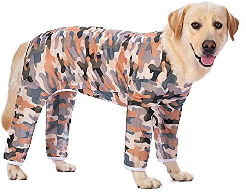 Hundekleidung für mittelgroße und große Hunde, Anti-Haar-Hunde-Einteiler Sonnenschutz Kühlender Haustier Vierbeiniger Overall Pyjama Hundeshirt (32#: Camouflage)
