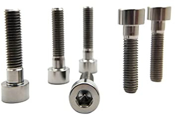 RISON - Tornillos de titanio M6 x 1,0 x 30 mm, tornillos de cabeza de casquillo de titanio plateado, tornillos de titanio hexagonales, paquete de 5