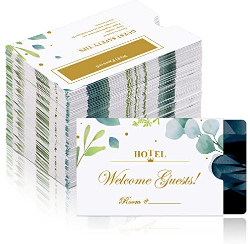 Hotel-Schlüsselkarten-Hülle mit grünen Blättern, Schlüsselkarten-Hülle, für Hotelgäste, 7,5 x 8,9 cm, 1000 Stück | Hüllen zum Einchecken, 6,4 x 8,9 cm, Eukalyptus-Druck, Gästezimmer, Schlüsselkartenschutz, Gastfreundschaftsempfang