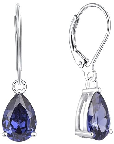 YL Damen Ohrhänger 925 Sterling Silber Dezember Geburtsstein Tansanit Zirkonia Ohrringe