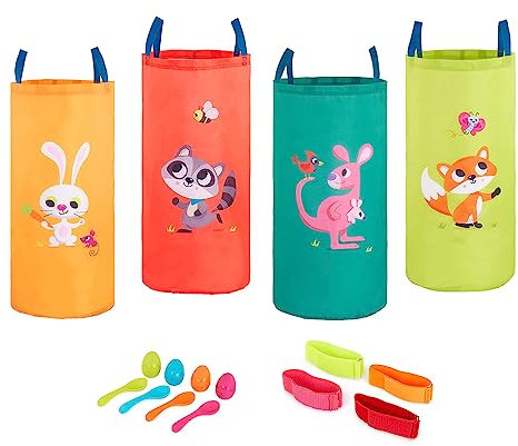 B. - 3 Outdoor Games for Kids - Racing Sacks & 3-Legged Race Bands - Egg-and-Spoon Game - Birthday Party Games - 5 Years + - Outdoor Games Galore