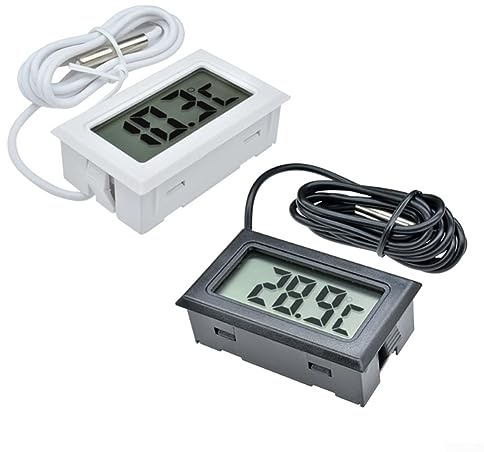 DAZZLEEX Digital LCD Thermometer,LCD Digital Thermometer Hygrometer Probe Freezer Pet Temperature Control -50~110 black