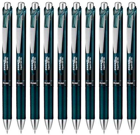Pentel EnerGel XM BL77A2 Gelschreiber mit Druckmechanik, indigo-schwarz (12 Stück)