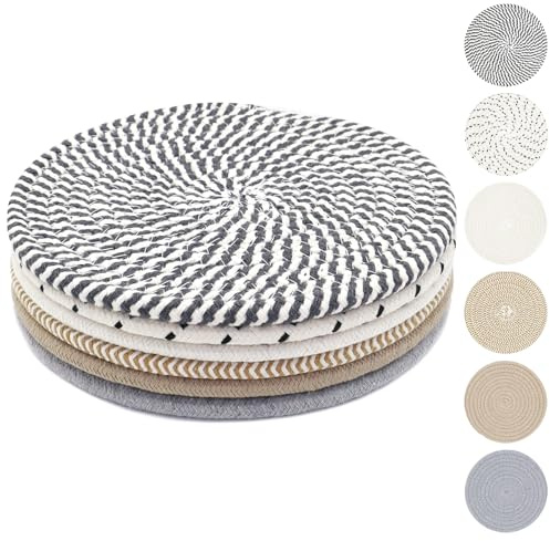 KITLAB 8 Inch Trivets for Hot Dishes, Hot Pots and Pans, Thick Heat Resistant Large Coaster for Kitchen, Hot Pads, Kitchen Essentials, Kitchen Decor for Table & Countertop, 6 Pcs