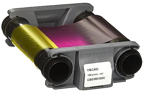 CBGR0100C YMCKO Farbband, kompatibel mit Evolis Badgy 100 Badgy 200 Druckern, 100 Bilder