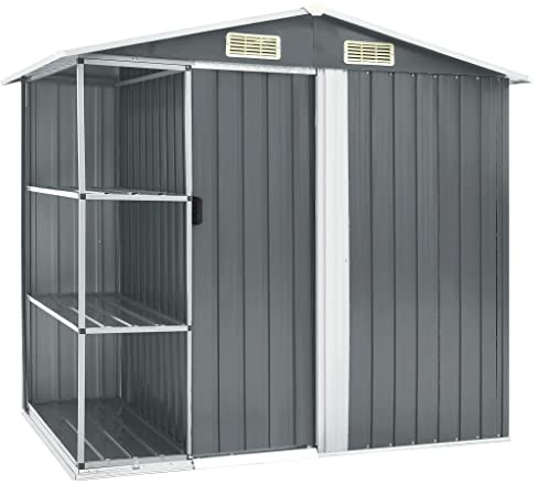 Abri de Jardin en Métal Abri à Outils avec étagère, Cabanes abris de Jardin, Abri de Rangement Extérieur Maison de Jardin pour Pelouse de Patio d'arrière-Cour, 205x130x183 cm