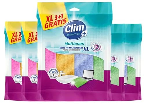 Clim Antibacterial Bayetas Multiusos 100% Microfibra, 28 Unidades